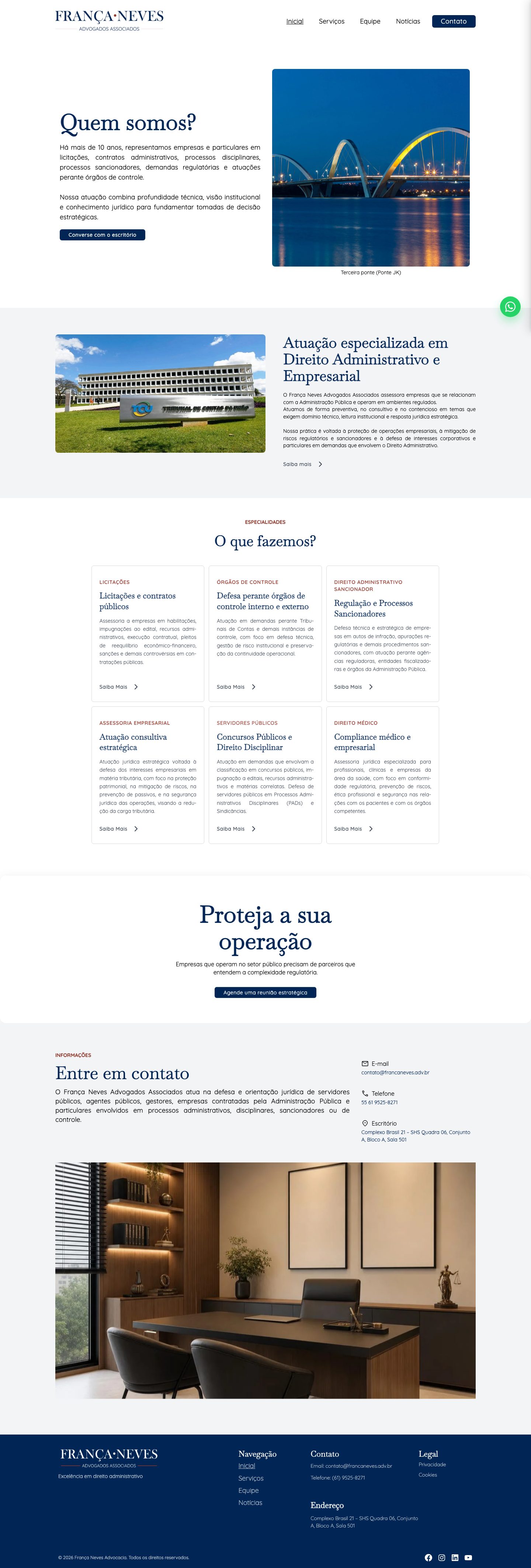 Captura de tela do site França Neves Advogados Associados